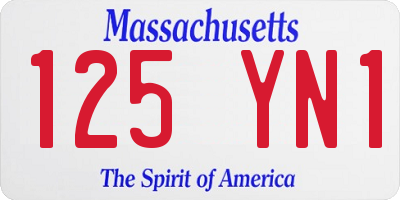 MA license plate 125YN1