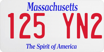 MA license plate 125YN2