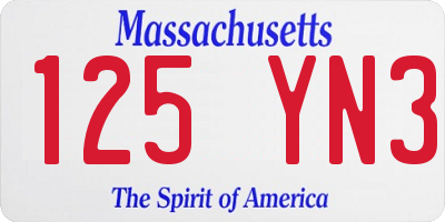 MA license plate 125YN3
