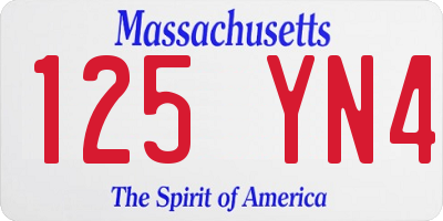 MA license plate 125YN4