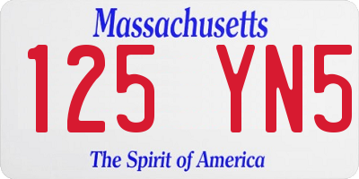 MA license plate 125YN5