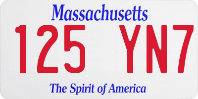 MA license plate 125YN7