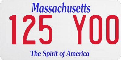 MA license plate 125YO0