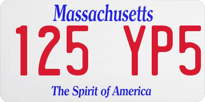 MA license plate 125YP5