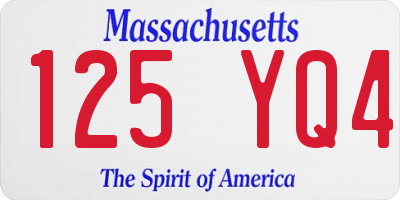 MA license plate 125YQ4