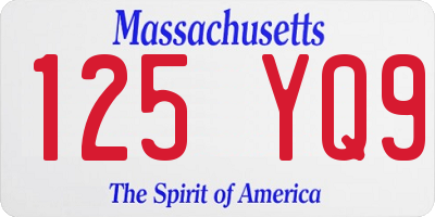 MA license plate 125YQ9