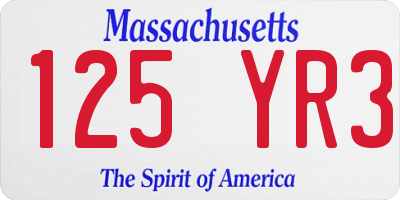 MA license plate 125YR3