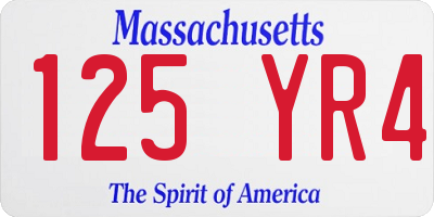MA license plate 125YR4