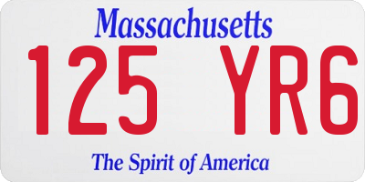 MA license plate 125YR6