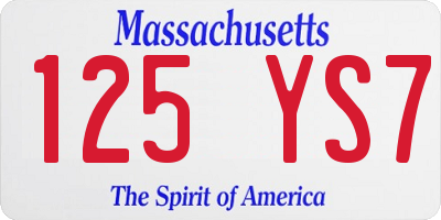 MA license plate 125YS7