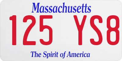 MA license plate 125YS8