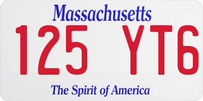 MA license plate 125YT6