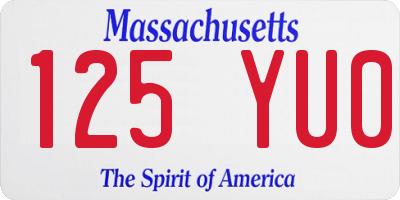 MA license plate 125YU0