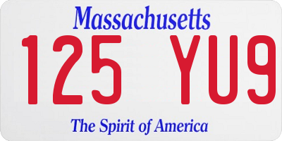 MA license plate 125YU9