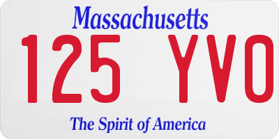 MA license plate 125YV0