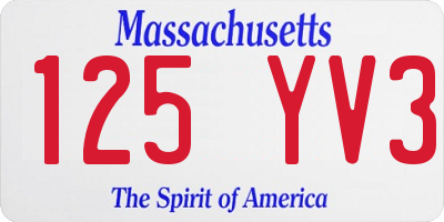 MA license plate 125YV3