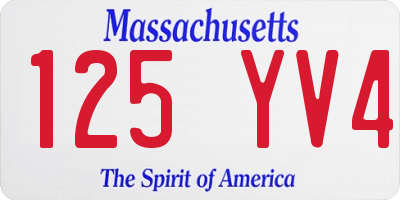 MA license plate 125YV4