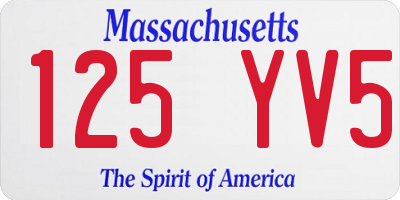 MA license plate 125YV5