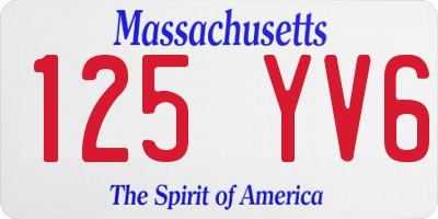 MA license plate 125YV6