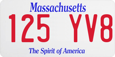 MA license plate 125YV8