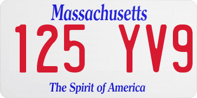 MA license plate 125YV9