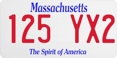 MA license plate 125YX2