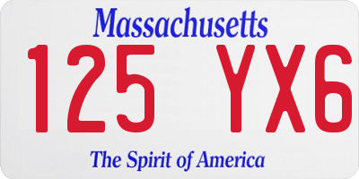 MA license plate 125YX6