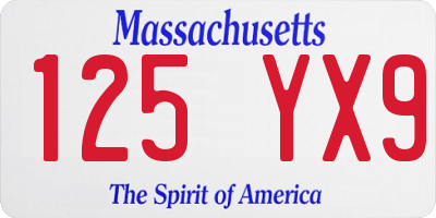 MA license plate 125YX9