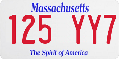 MA license plate 125YY7