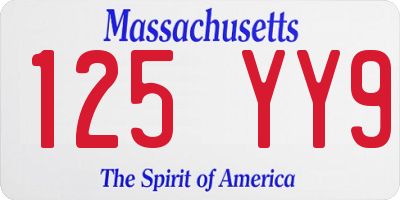 MA license plate 125YY9