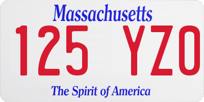 MA license plate 125YZ0