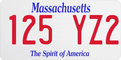 MA license plate 125YZ2
