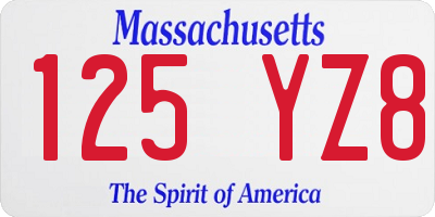 MA license plate 125YZ8
