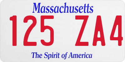 MA license plate 125ZA4