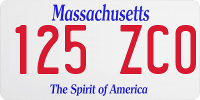 MA license plate 125ZC0
