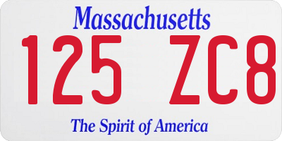 MA license plate 125ZC8