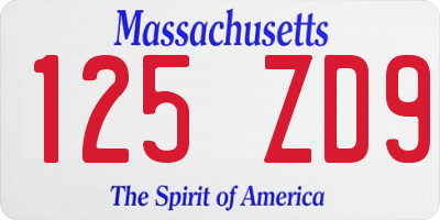 MA license plate 125ZD9