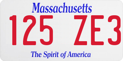 MA license plate 125ZE3