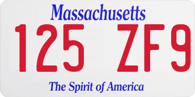 MA license plate 125ZF9