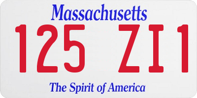 MA license plate 125ZI1