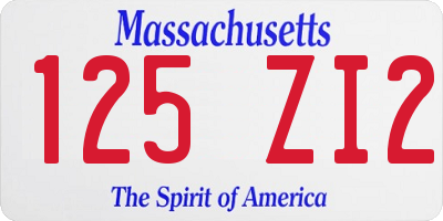 MA license plate 125ZI2
