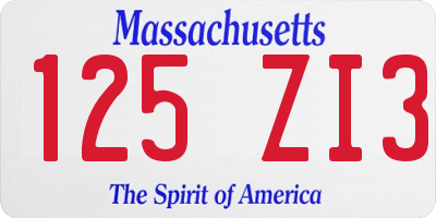MA license plate 125ZI3