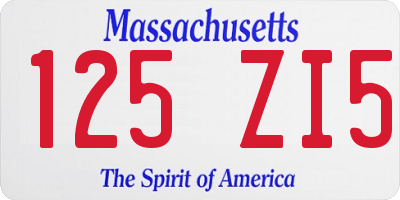 MA license plate 125ZI5