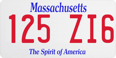 MA license plate 125ZI6