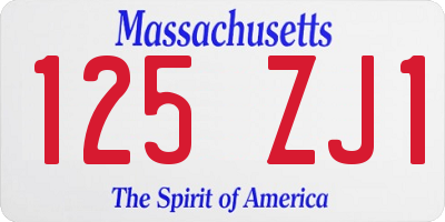 MA license plate 125ZJ1