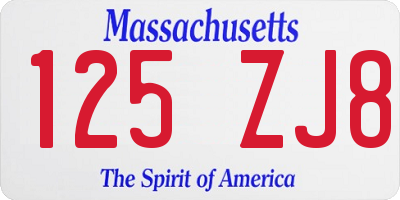MA license plate 125ZJ8