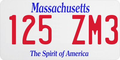MA license plate 125ZM3