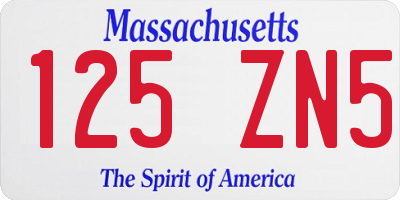 MA license plate 125ZN5