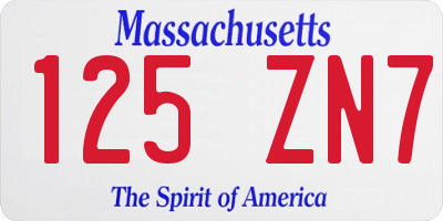 MA license plate 125ZN7