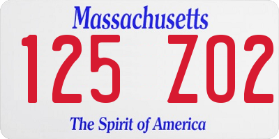 MA license plate 125ZO2